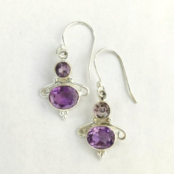 Lavender Amethyst dangle drop earrings in Sterling Silver - Picture 1 of 6